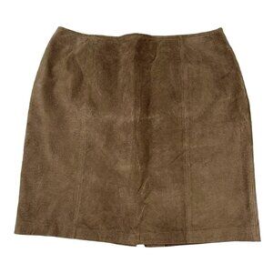 Brown Leather Mini Skirt Sonoma Jean Company Pencil Womens Size 12 JH1523